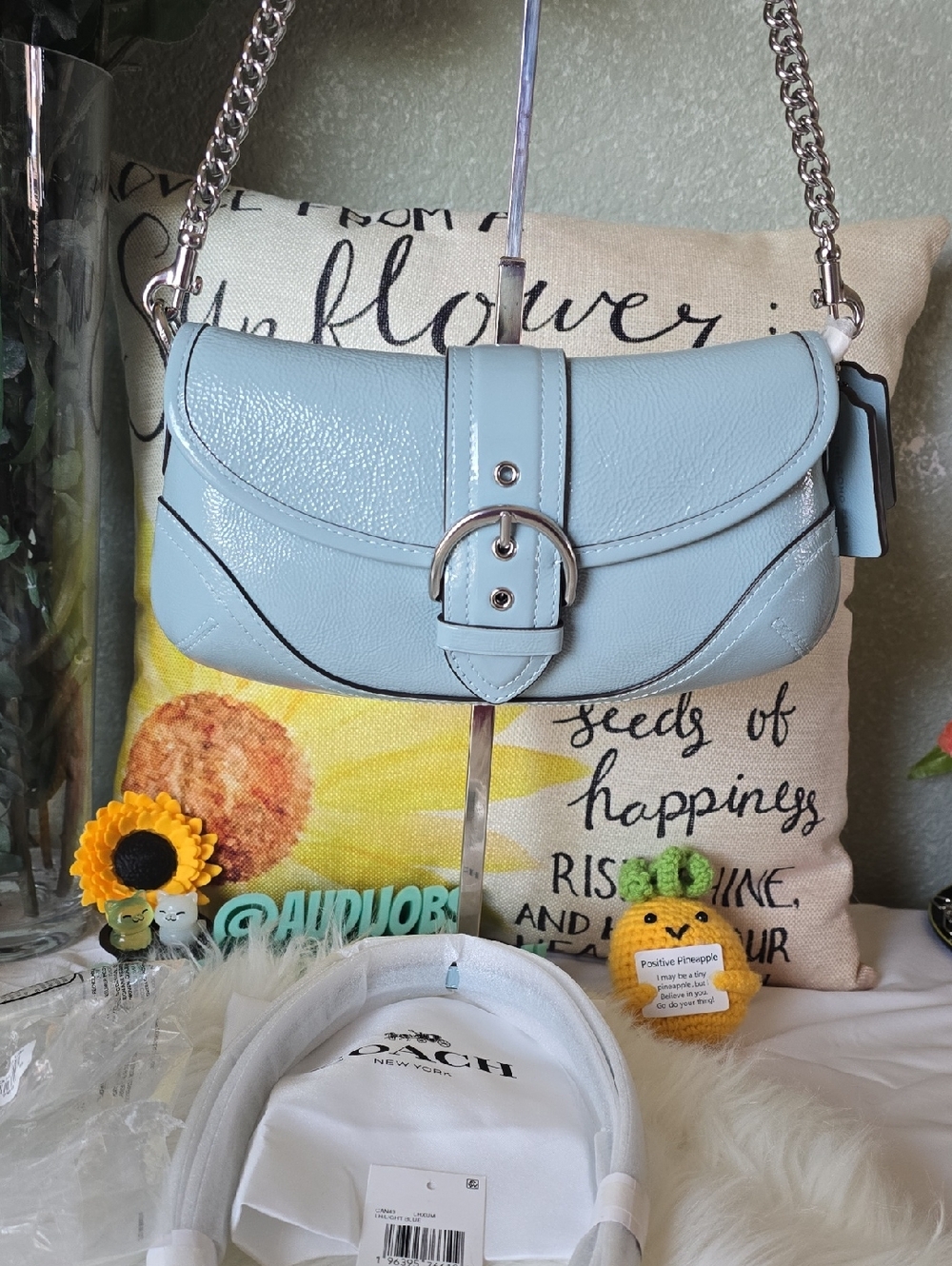 Coach NWT SOHO Light Blue Leather Mini Shoulder  25 Bag  A2579- CAN43 - Picture 1 of 17